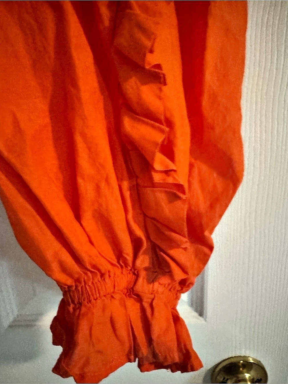Farm Rio Orange Smocked Ruffle Blouse Size Medium - Picture 7 of 12